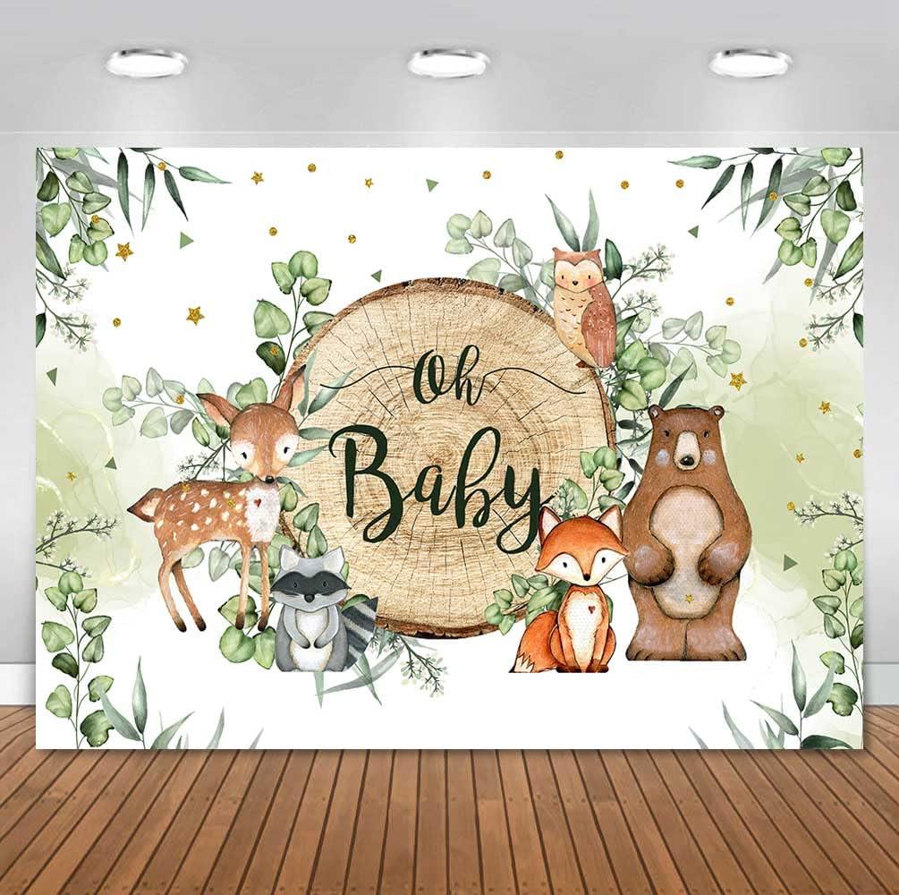 Woodland Baby Shower Backdrop Woodland Animals Oh Baby Vinyl