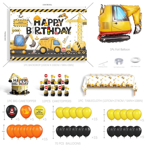 Bulldozer Palloncini, 2 Pezzi Decorazioni Bulldozer Balloon, Bulldozer