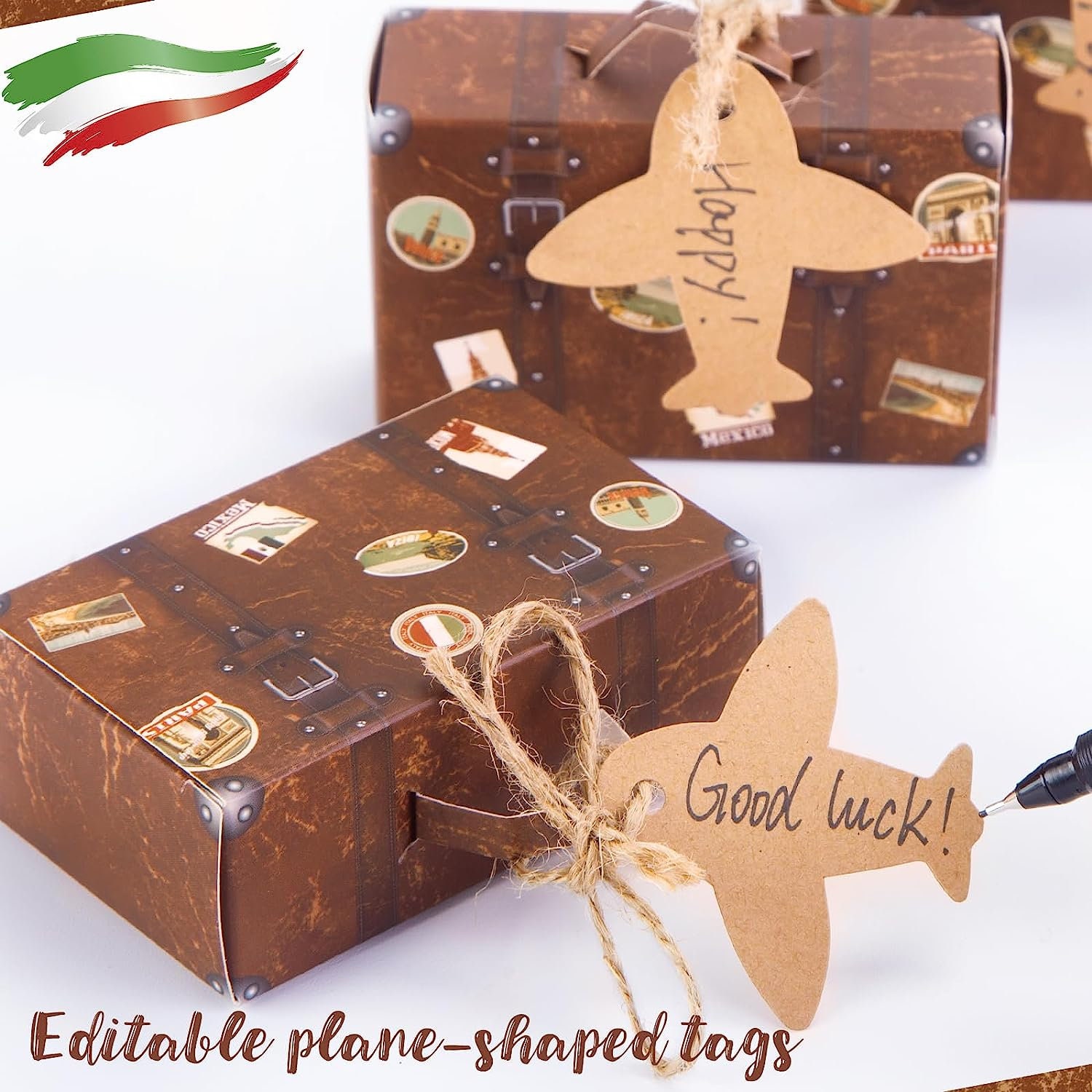 Mini Suitcase Favor Box 50pcs, Travel Themed Treat Boxes, New Adventure