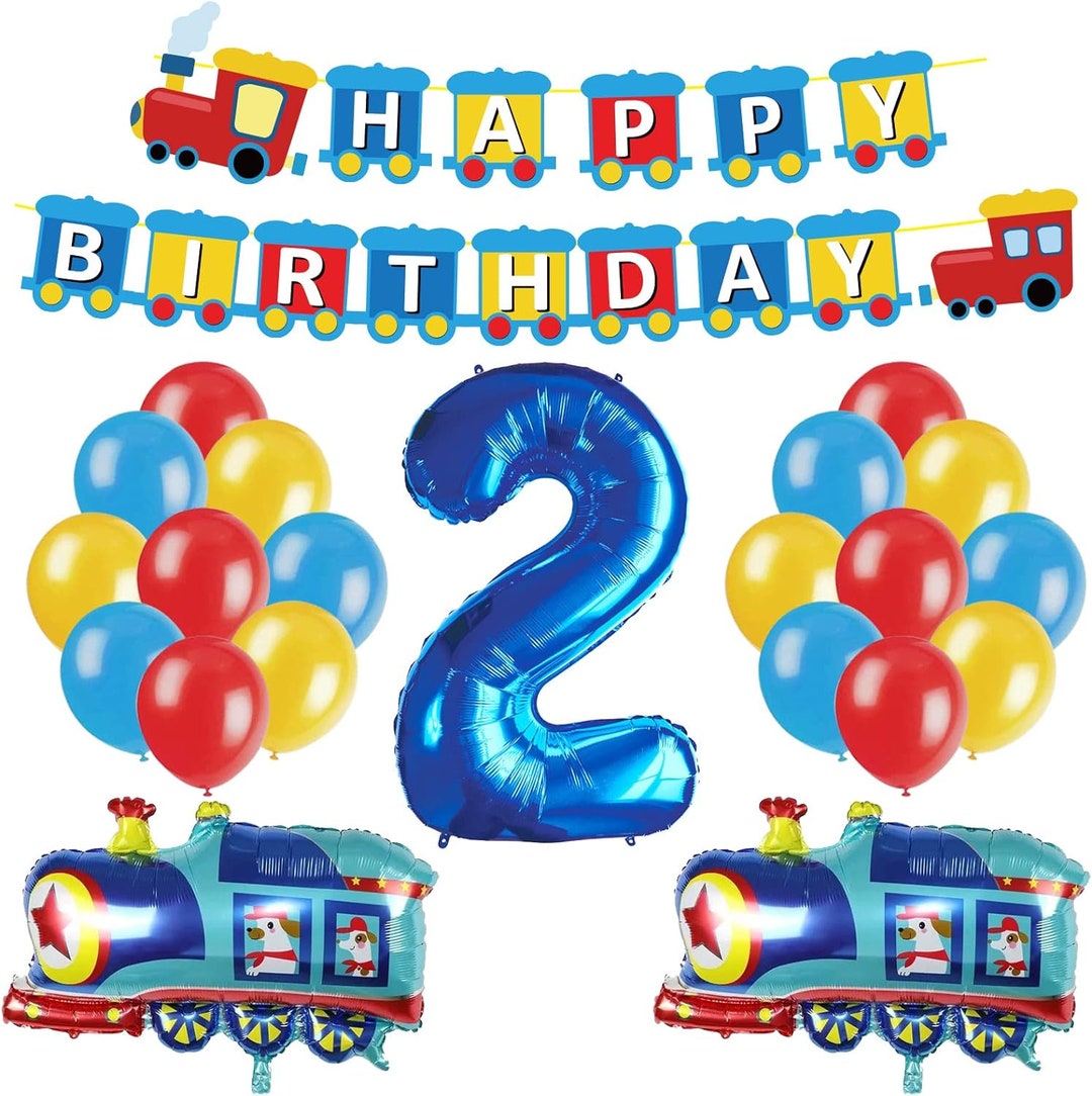 Train 2nd Birthday Decorations, Number 2 Balloon Choo Choo I Am Two ...