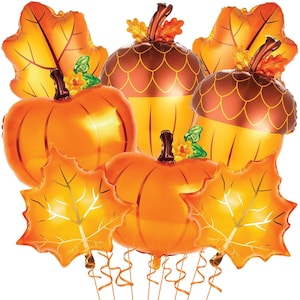 Fall Balloons 16Pcs, Big Orange Pumpkin Balloons Maple Leaves Balloons Acorn Balloons, Pumpkin Fall Autumn Baby Shower First Birthday Party