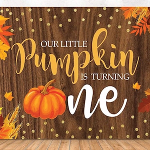 Banner mit Aufschrift Our Little Pumpkin Is One – Dekoration für den 1. Geburtstag, Our Little Pumpkin Is Turning One Geburtstagsparty-Dekoration, kleiner Kürbis-Banner