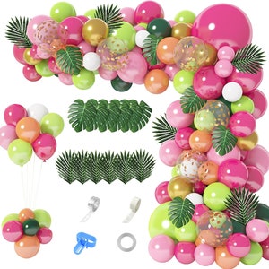 Tropical Balloon Garland Arch kit, Aloha Birthday Baby Shower Party Decorations, Luau Tropical Themed Birthday Balloons