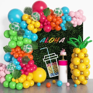 Tropical Balloon Garland Arch kit, Luau Tropical Themed Birthday Balloons, Aloha Birthday Baby Shower Party Decorations, Pineapple Balloons
