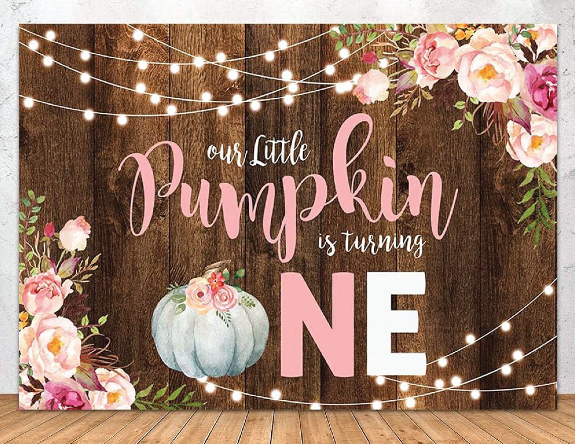 Our Little Pumpkin is Turning One Backdrop Fall Rustic Wood Little Pumpkin 1st Birthday Banner Backdrop Pumpkin Girls First