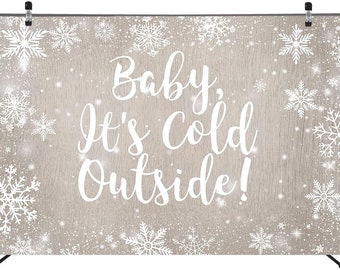 Baby It's Cold Outside Banner Set - Silver Glitter Winter Baby Shower Decorations