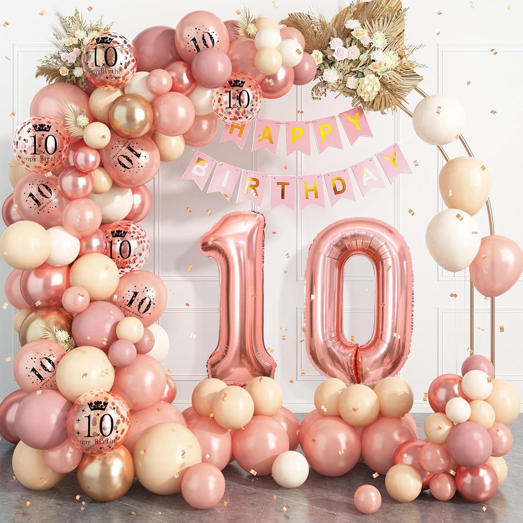 Unique Party – Confezione Da 10 Palloncini In Lattice “Happy 10th Birthday” – 23 Cm, Colori Assortiti, Per Decorazioni Di Compleanno - 2