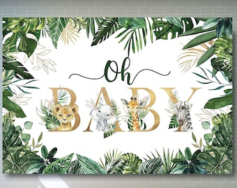 Safari Baby Shower Backdrop Jungle Safari Animals Banner Oh Baby Vinyl Photo Background Safari Zoo Jungle Animals Baby Shower 7x5ft