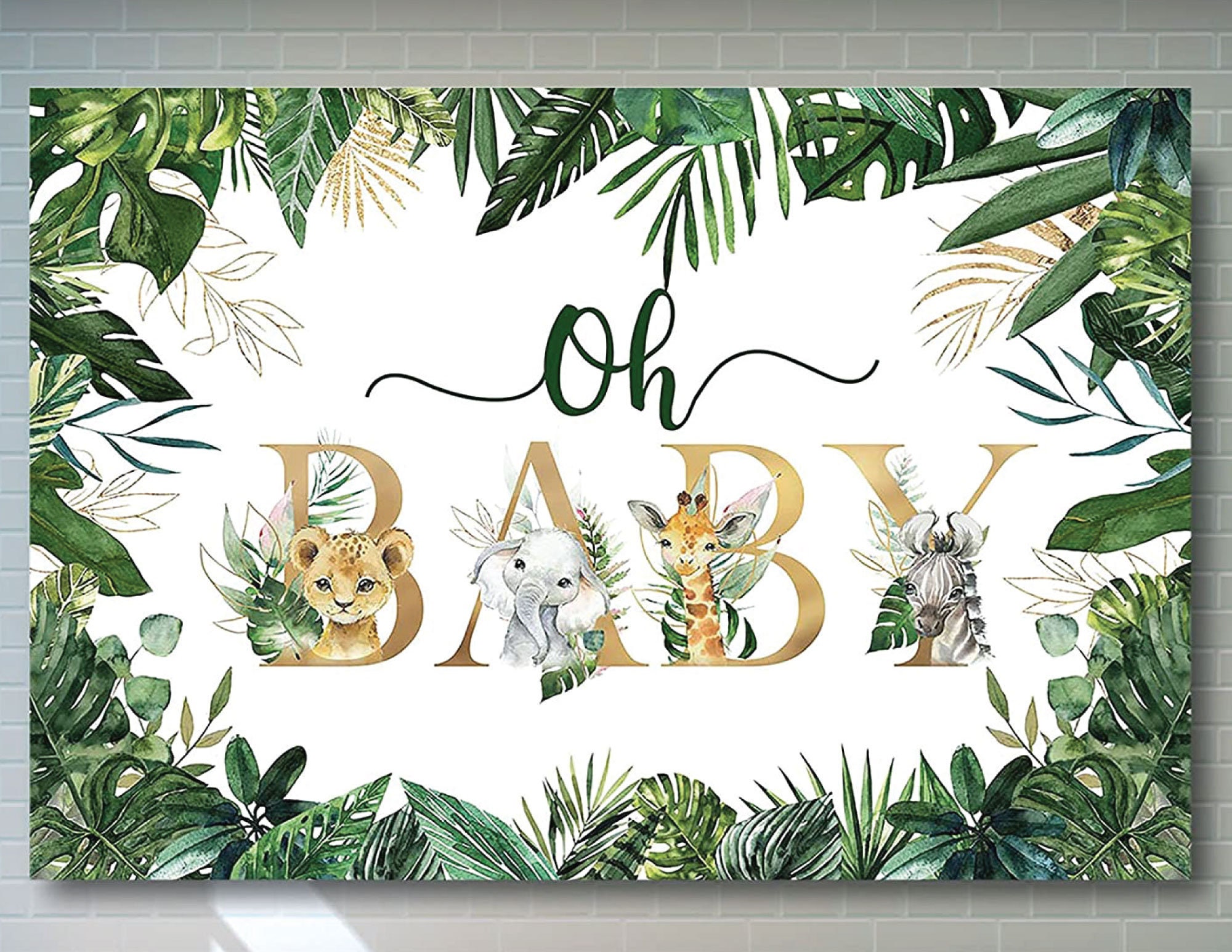 Safari Baby Shower Backdrop Jungle Safari Animals Banner Oh Baby Vinyl Photo Background Safari Zoo Jungle Animals Baby Shower 7x5ft