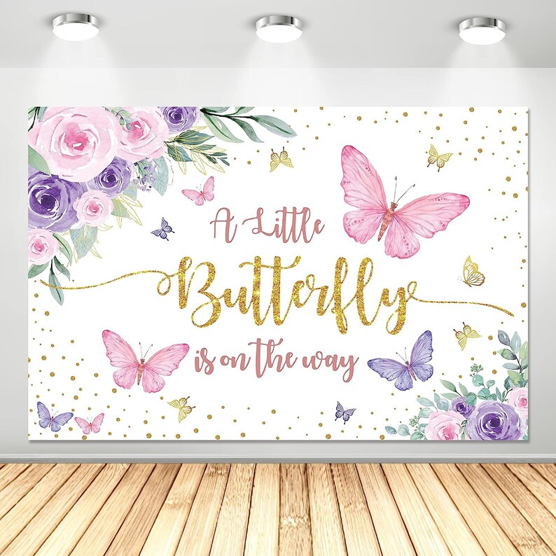 Butterfly Baby Shower Backdrop and Balloon Garland Arch A Etsy