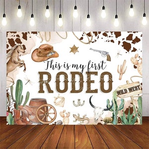 My First Rodeo Birthday Backdrop Boys Western Cowboy 1st Birthday Vinyl Photography Background 7x5ft Wild West First Birthday Decorations