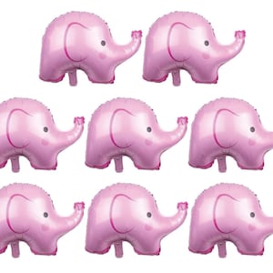 Pink Elephant Balloons 8pcs Aluminum Foil Elephant Head Balloons for Animal Theme Party Baby Shower Gender Reveal Party Decorations