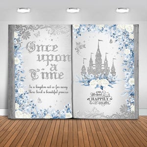 Once Upon a Time Backdrop Banner Winter Snowflakes Princess Castle Fairytale Books Birthday Party Decoration Girls First Birthday Party