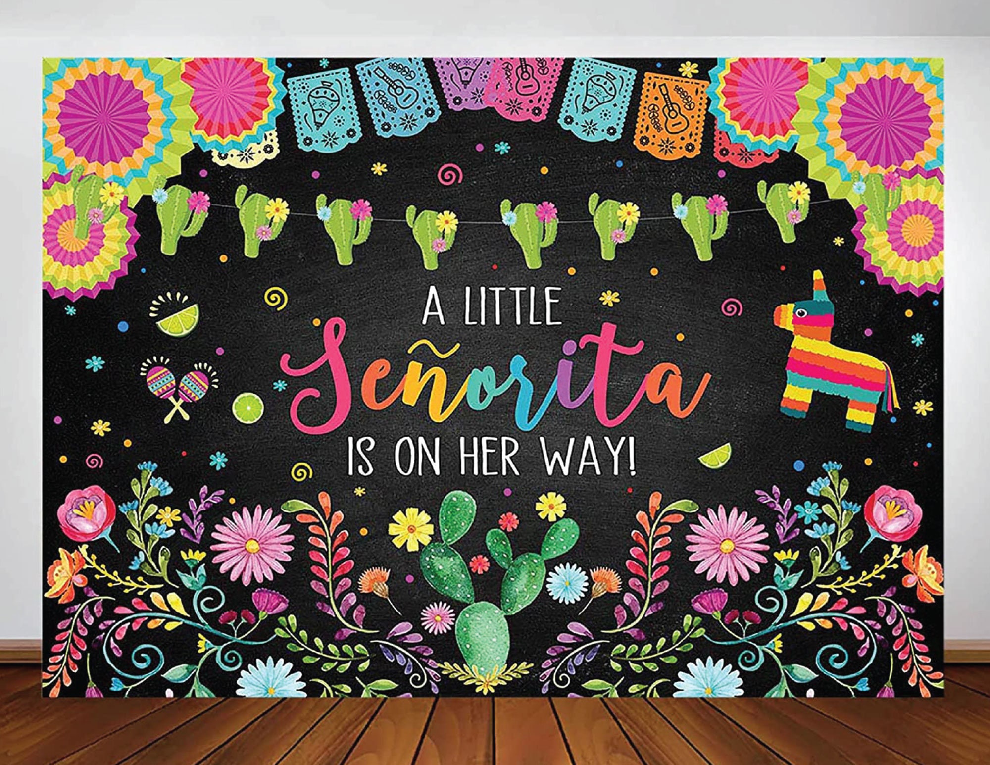Mexican Fiesta Baby Shower Backdrop A Little Senorita Is On The Way Backdrop Banner Mexican Theme Girls Baby Shower