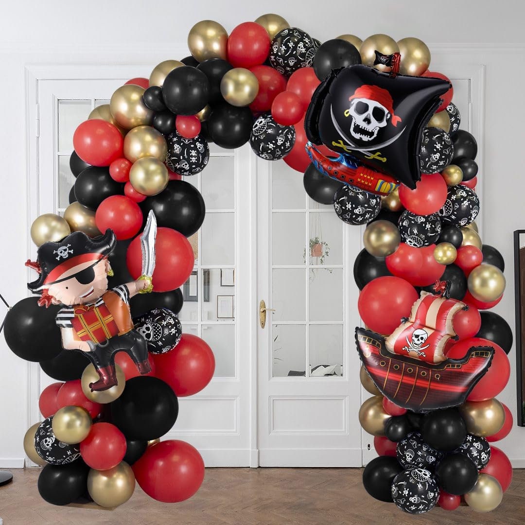 Oblique Unique Piraten-Luftballons – 10 Stück Mit Totenkopf-Motiven (schwarz/rot) – Deko Für Kindergeburtstag, Motto-Party & Spielspaß, Heliumgeeignet