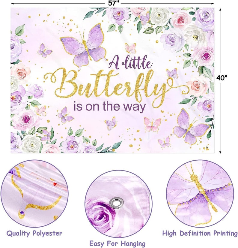 Butterfly Baby Shower Backdrop and Balloon Garland Arch, A Little