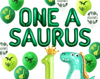 One A Saurus Birthday Balloons, Dinosaur 1st Birthday Balloons, One A Saurus Birthday Decorations for Boy Dinosaur Themed 1st Birthday
