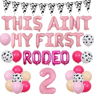 Western Cowgirl 2nd Birthday Decorations This Aint My First Rodeo Birthday Balloons Pink Retro Horse Balloon For Rodeo 2nd Birthday Party