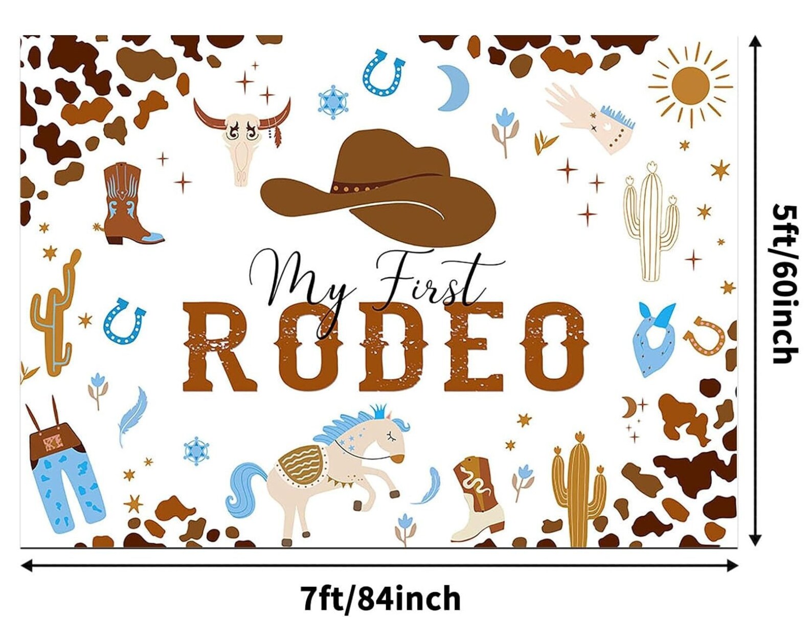 My First Rodeo Birthday Backdrop Boys Western Cowboy 1st Birthday Vinyl ...