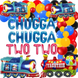 Chugga Chugga Two Two Balloons Train 2nd Birthday Railroad Train Balloon Garland Boys Train Second Birthday Decorations