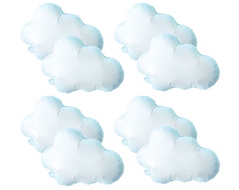 Cloud Balloon 8pcs, White Blue Cloud Shaped Foil Mylar Balloons for Birthday Baby Shower Cloud Themed Party Decorations