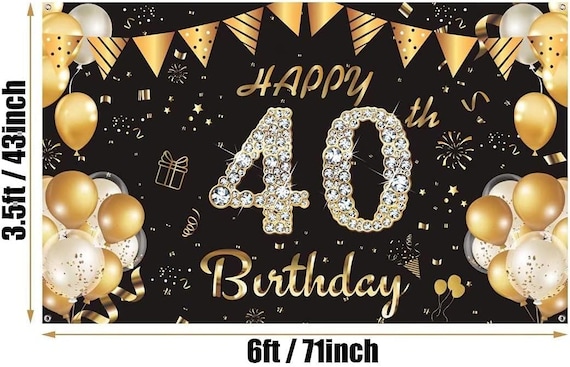 60 Ans Bannière Joyeux Anniversaire Noir OrJoyeux Anniversaire Bannière Or Noir Et 15 Pcs