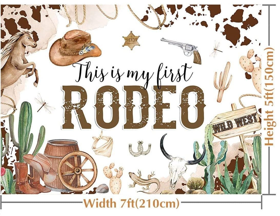AIBIIN 7x5ft My First Rodeo Birthday Backdrop Western Cowboy 1st Birthday - View #2