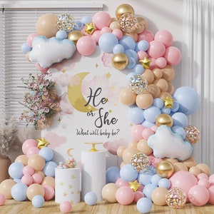 123-pc White Sand Balloon Arch Kit Baby Shower Gender Reveal Birthday Party  Decor Pale Blue Pink Balloon Garland Decoration 