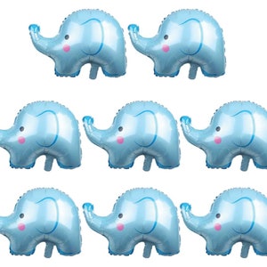 Blue Elephant Balloons 8pcs Aluminum Foil Elephant Head Balloons for Animal Theme Party Baby Shower Gender Reveal Party Decorations