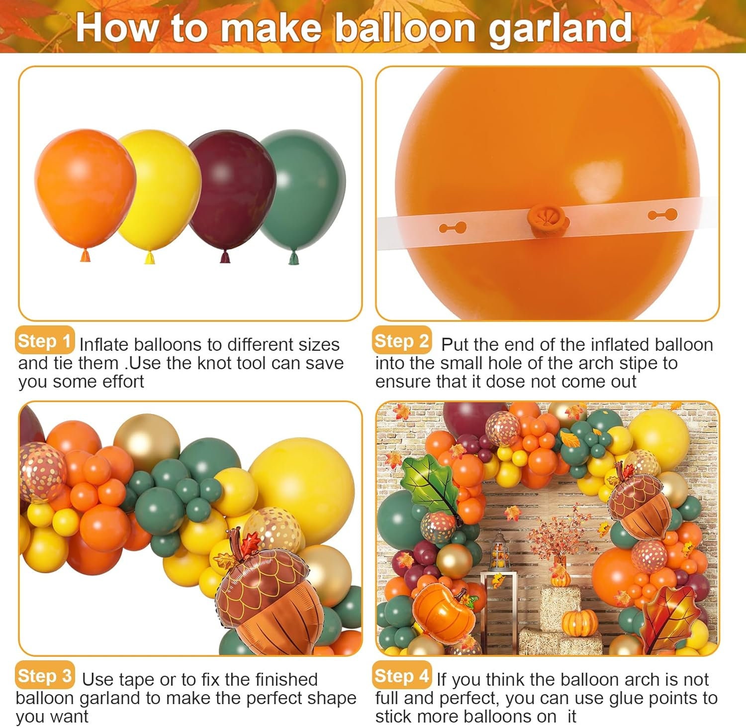Fall Pumpkin Balloon Arch Photography Backdrop, Pumpkins, Leaves, Garland, Autumn, Thanksgiving, Harvest, Seasons