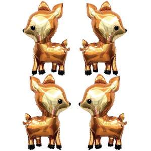 41 Inch Deer Balloons 4 pack, Giant Foil Woodland Deer Shaped Animal Balloons, Onedeerful Birthday Party Decorations, Deer Birthday Decor