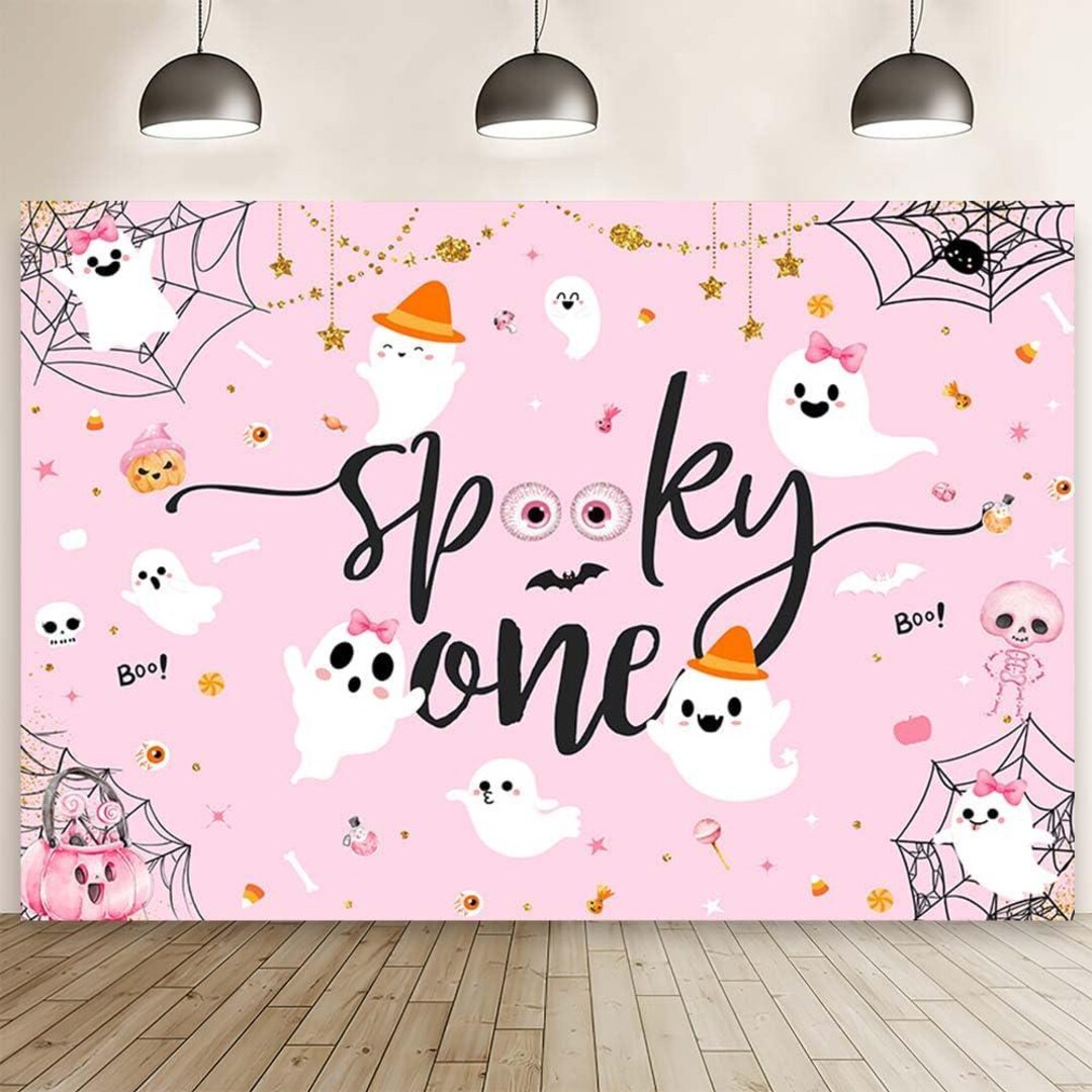 Spooky First Birthday Banner - Pink Ghost Halloween Party Decor