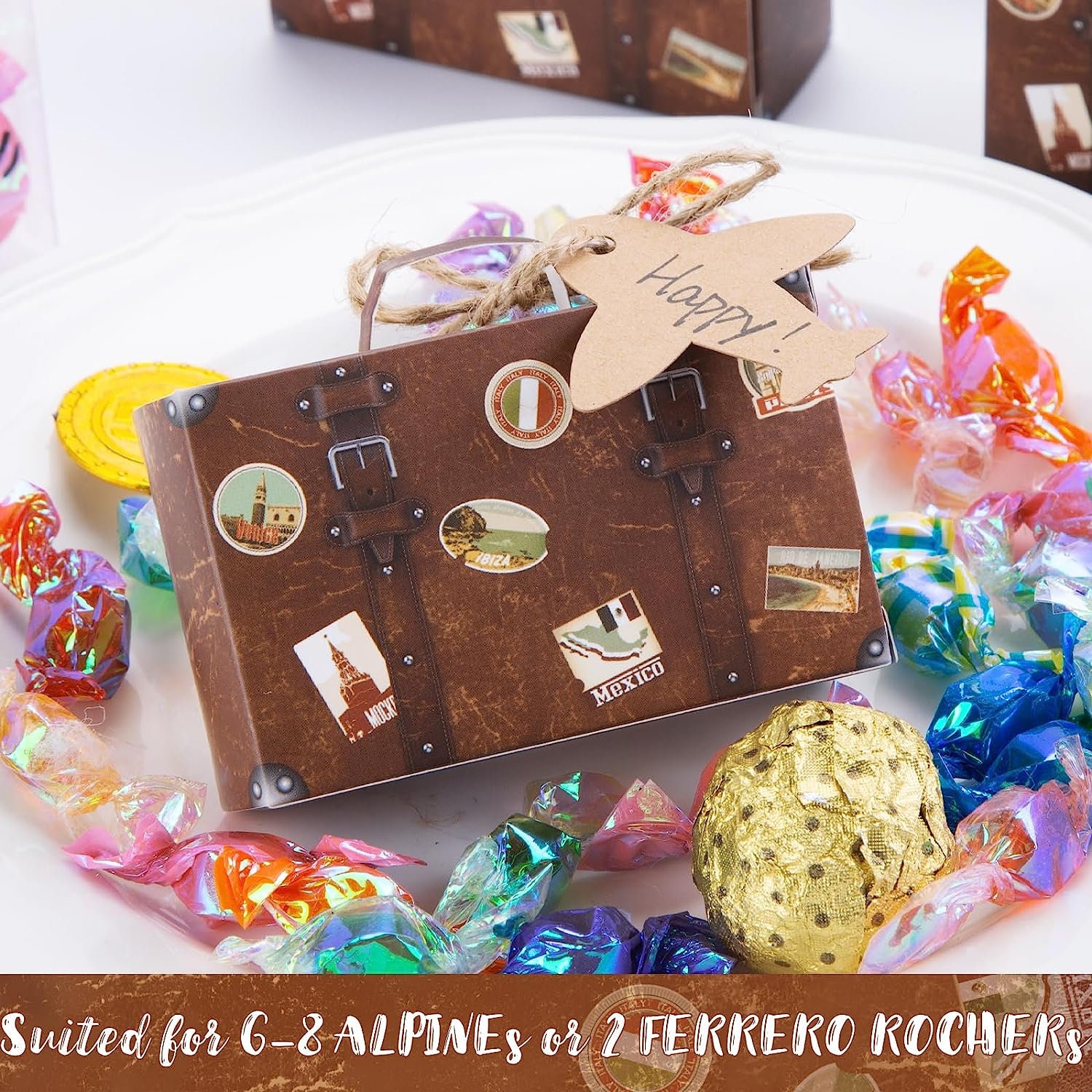 Mini Suitcase Favor Box 50pcs, Travel Themed Treat Boxes, New Adventure