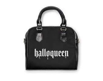 Gothic "HalloQueen" Shoulder Bag, Spooky Halloween Purse