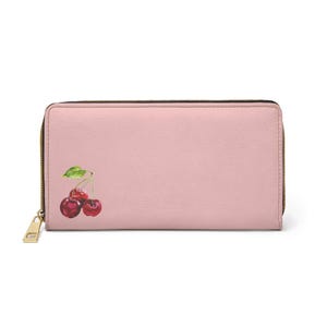 Cherry Blossom Zipper Wallet - Stylish Wallet for Everyday Use, Gift for Her, Trendy Accessory, Cute Wallet, Cherry Design