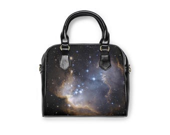 Cosmic Galaxy PU Leather Shoulder Handbag, Adjustable Strap