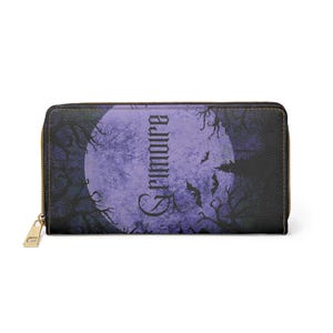 Purple Moon Grimoire Zipper Wallet – Gothic Witchy Accessory