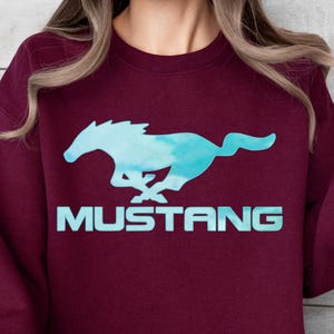 Watercolor Ford Mustang Sweatshirts, Mustang The Legend Lives Hoodie, American Muscle Sweaters, Classic Cars Mustang Hoodies, Mustang Lovers