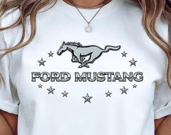 Camiseta Ford Mustang con estrellas, Bella Canvas Tee