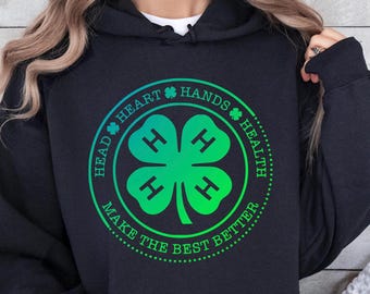 4-H Clover Hoodie, Heart Hands Health Design