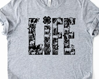Camiseta Bella Canvas Clover Life, Camiseta Clover, Camiseta 4H Life, Camiseta Bella Canvas, Material suave, Impresión DTF, Envío rápido, Entrega rápida