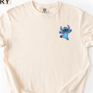 Comfort Colors 1717 Stitch Shirt, Pocket Size Stitch Tshirt, Minimalist Stitch Tee, Cotton Material, DTF Print, Fast Delivery image 1