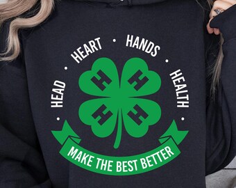 Gildan 4H Hoodie, Head Hands Heart Health Graphic