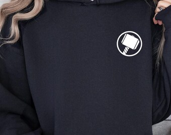 Pocket Size Thor Hammer Design Hoodie, Gildan Sweatshirt