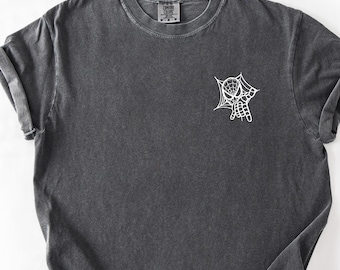 Pocket Size Spider-Man Web Outline Comfort Colors Shirt, Minimalist Spider Mask Graphic Tee