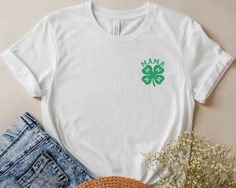 Mama 4-H Clover T-Shirt, St Patricks Day Mom Tee