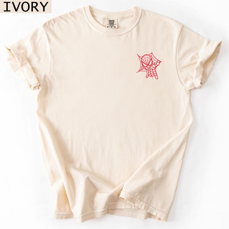 Pocket Size Red Spiderman Tee, Spider-Man Tshirt, Minimal Spiderman Shirt, DTF Print, Cotton Material, Fast Delivery Bild 1