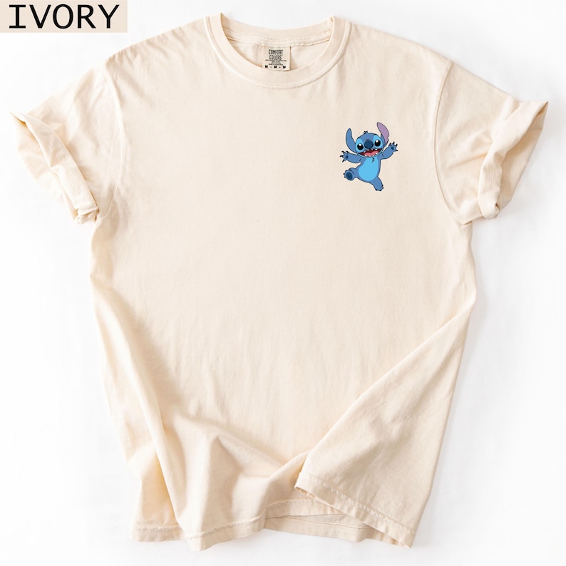 Comfort Colors 1717 Stitch Shirt, Pocket Size Stitch Tshirt, Minimalist Stitch Tee, Cotton Material, DTF Print, Fast Delivery image 1