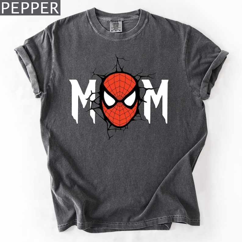 Spider Mom Tshirt, Mom Spider Shirt, Spiderman Head Mom T-Shirt, Spider Mom Tee, Comfort Colors 1717 Tee, Cotton Material, DTF Print image 1