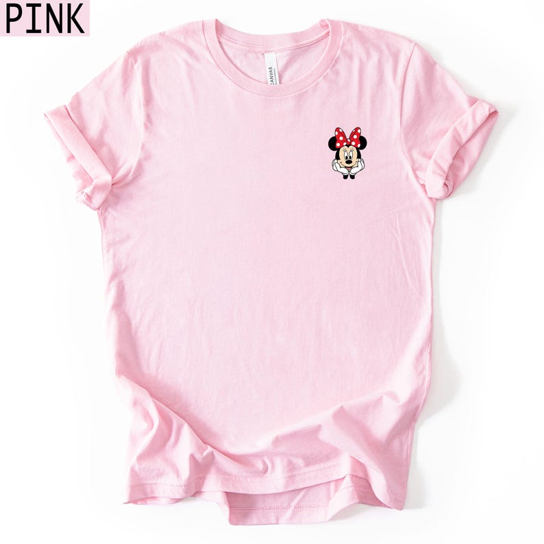 Bella Canvas Pocket Size Minnie Mouse Shirt, Minimal Minnie Mouse Tee, Minnie Mouse T-Shirt, Bella Canvas Tshirt, Soft Material, DTF Print image 1